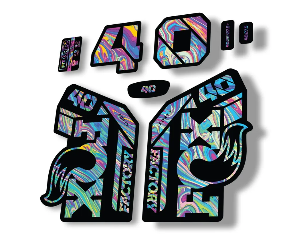 FOX 40 2021 Factory Forks Suspension Decals Sticker Set Adhesive Oil Slick 1 - 1