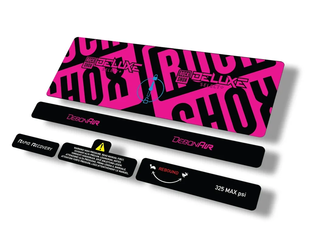 Rock Shox 2021 Deluxe Select Plus Rear Shock Decal Sticker Adhesive Set Pink - 1