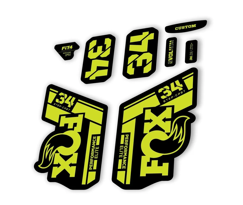 FOX 34 Step Cast Elite 2021 Factory Fork Decals Suspension Sticker Lime Green - 1