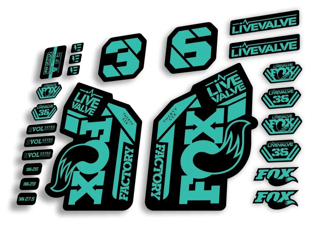FOX 36 2022 Live Valve Forks Suspension Decal Sticker MTB Set Dolphin 24Pcs - 1