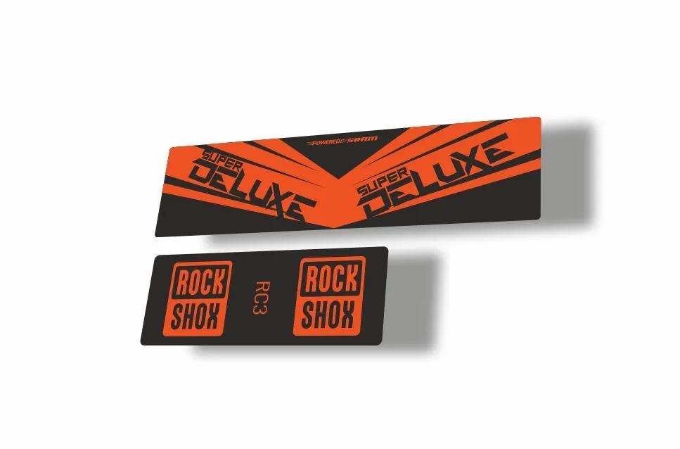 Rock Shox 2017 Super Deluxe RC3 Rear Shock MTB Decal Sticker Adhesive Orange - 1