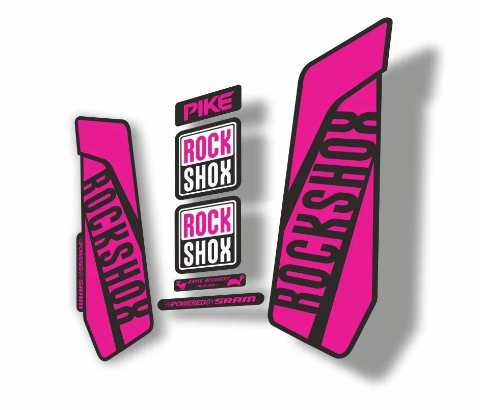 Rock Shox Pike 2016 Mountain Bike Cycling Decal Kit Sticker Adhesive Pink - 1