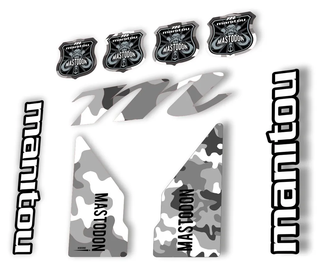 Manitou Mastadon 2017 Fork Suspension Decal Kit Sticker Set White Camo - 1