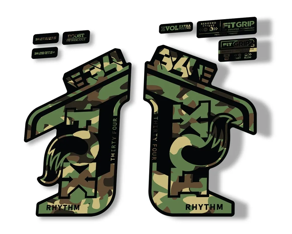 FOX 34 Rhythm E Bike 2021 Fork Decals Suspension Sticker Adhesive Camo - 1