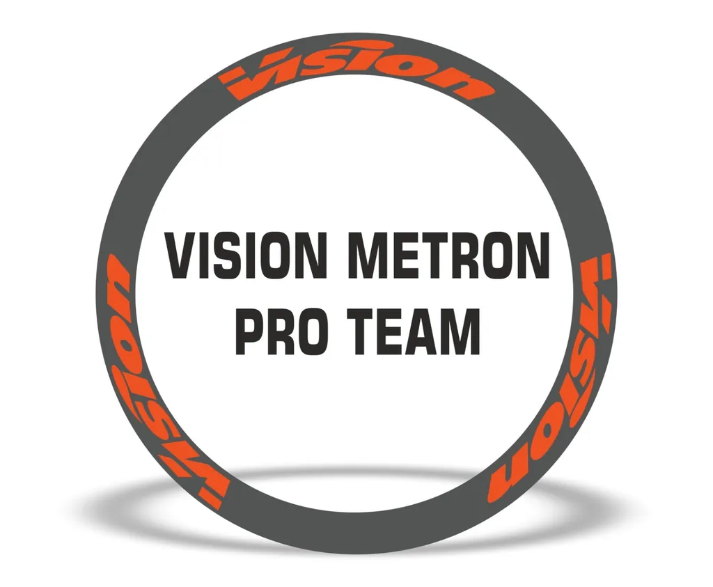 Vision Metron Pro Team Road Bike Rim Decal Wheel Sticker Set Adhesive Orange - 1