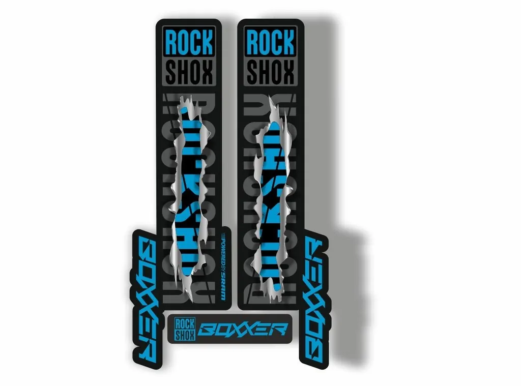 Rock Shox BOXXER 2019 Mountain Bike Cycling Decal Kit Sticker Metal Torn - 1