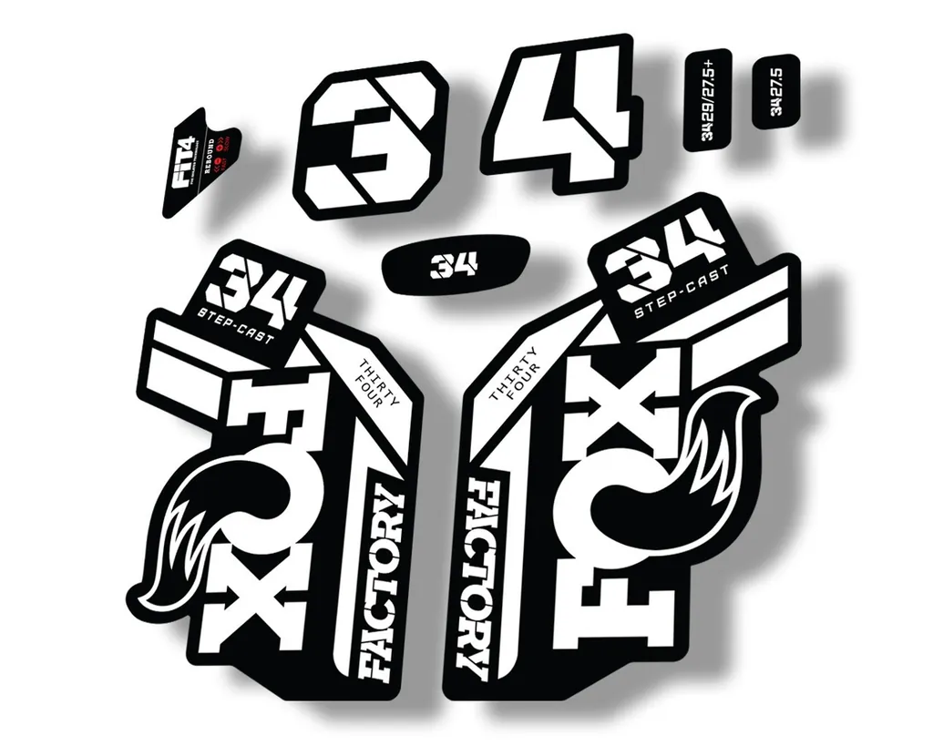 FOX 34 Step Cast SC 2021 Factory Fork Decals Suspension Sticker Adhesive White - 1
