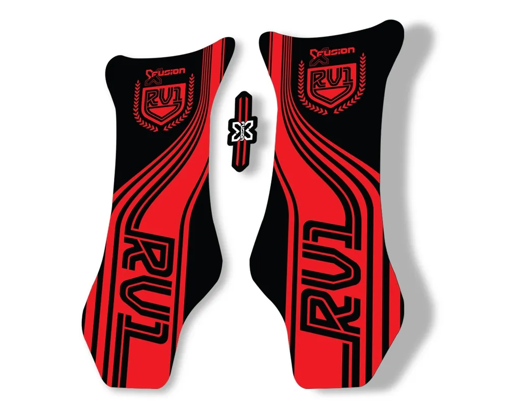 X Fusion RV1 2018 Front Shock Suspension Sticker Factory Decal Red - 1