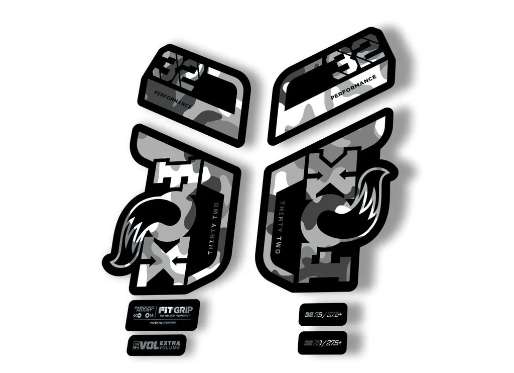 Fox 32 Performance 2021 Fork Suspension Factory Decal Sticker White Camo - 1