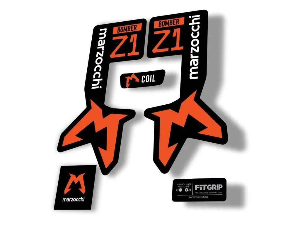 Marzocchi Bomber Z1 2025 2025 Fork Suspension Sticker Decal Kit Adhesive Orange - 1