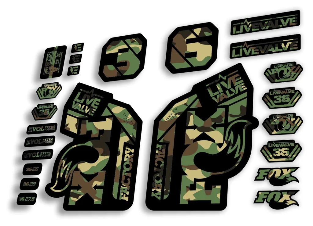 FOX 36 2022 Live Valve Forks Suspension Decal Sticker MTB Set Camo 24Pcs - 1