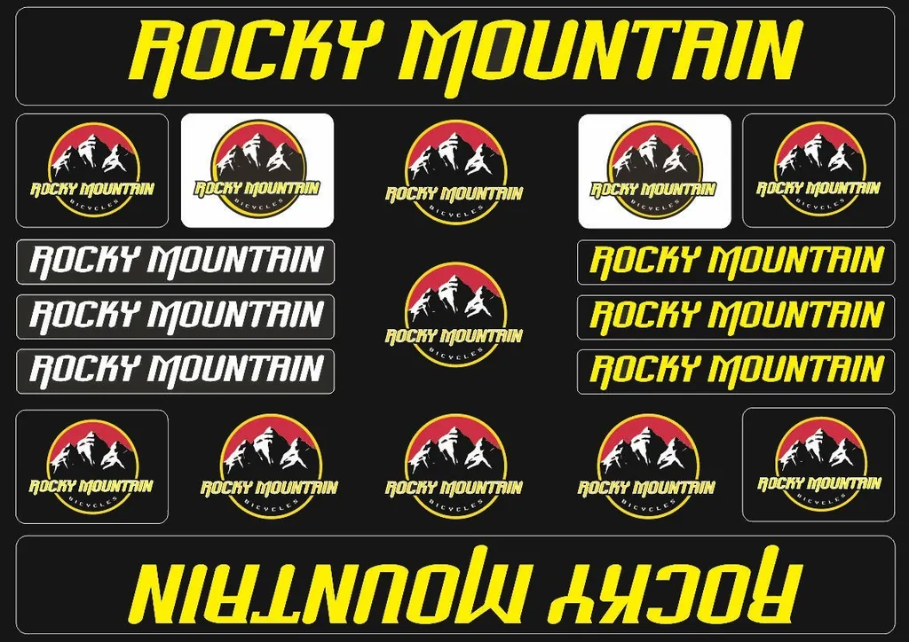 Bicycle Vinyl Stickers – Compatible with Rocky Mountain Bikes – Yellow - 1