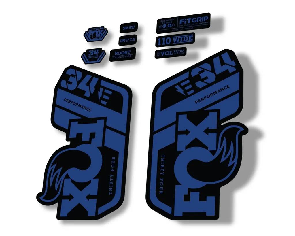 FOX 34 Performance E Bike 2021 Factory Fork Decals Suspension Sticker Dark Blue - 1