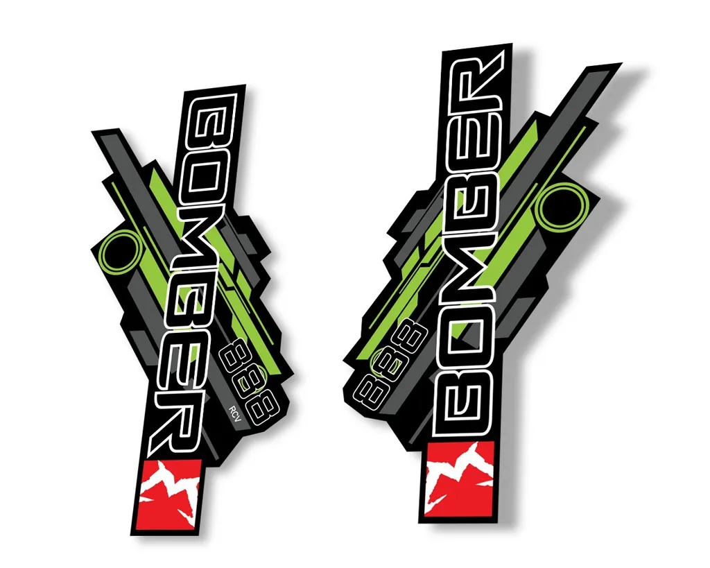 Marzocchi Bomber 888 RCV 2014 Fork Suspension Sticker Decal Kit Green-Gray - 1
