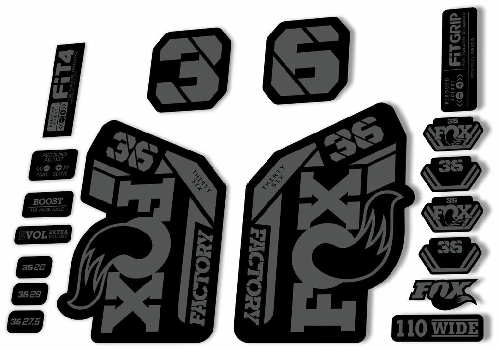 FOX 36 Fork Decal Sticker Set 2021 Factory MTB Suspension Graphics – Gray - 1