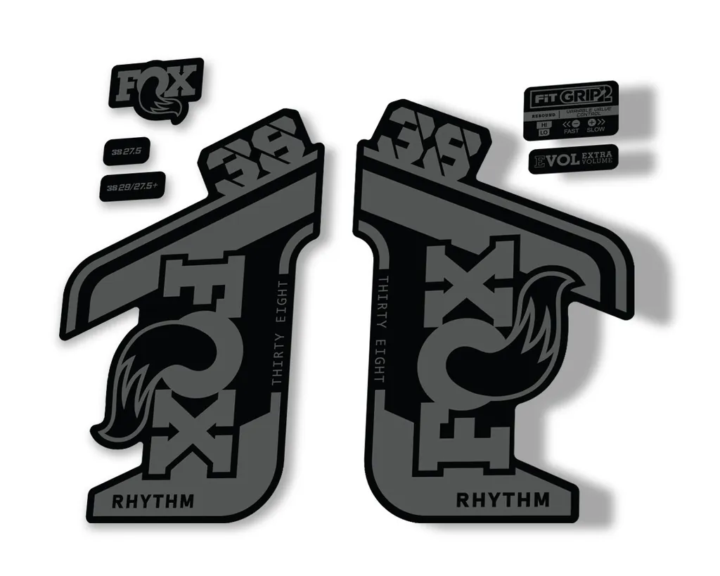FOX 38 RHYTHM 2021 Fork Suspension Factory Sticker MTB Decal Adhesive Gray - 1