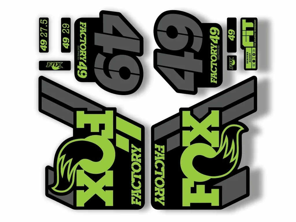FOX 49 Float 2018-19 Forks Suspension Factory Decal Sticker Adhesive Green Gray - 1