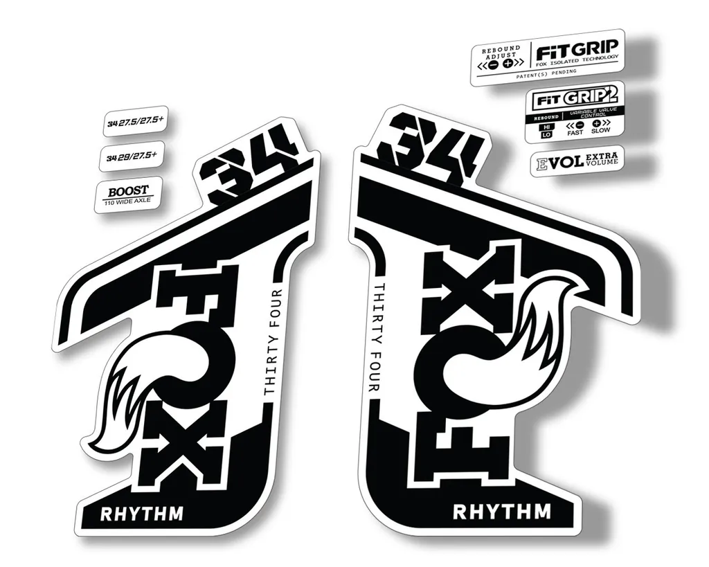 FOX 34 RHYTHM 2021 Fork Suspension Factory Sticker MTB Decal Adhesive Black - 1