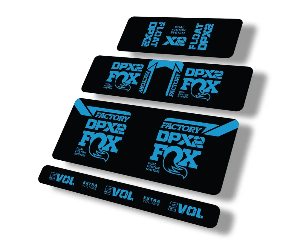 FOX Float DPX2 2021 Rear Shock Suspension Sticker Factory Decal Full Set Blue - 1