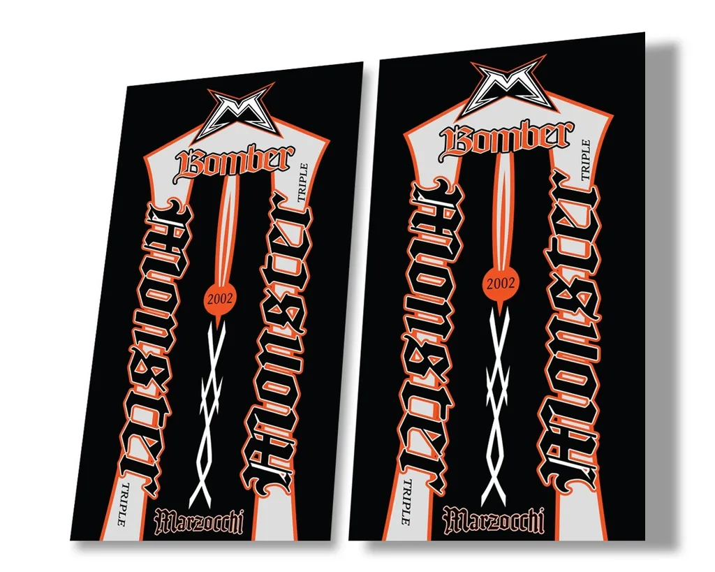 Marzocchi Bomber Monster 2002 Suspension Decal Kit Sticker Adhesive Orange - 1