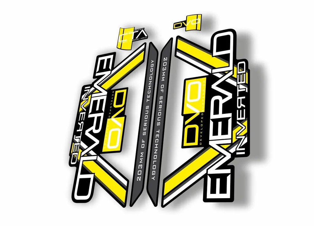 DVO 2016 EMERALD 27.5 - 29 Fork Suspension Sticker Decal Kit Adhesive Yellow - 1