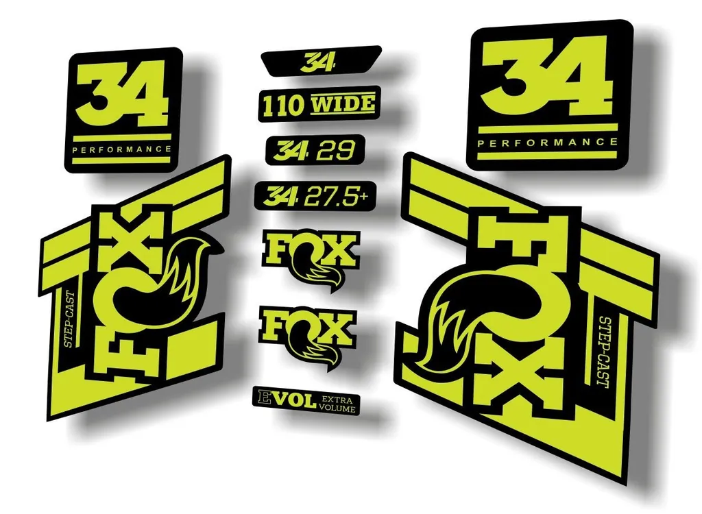 FOX 34 Step Cast SC 2020 Fork Suspension Factory Decal Sticker Set Lime Green - 1