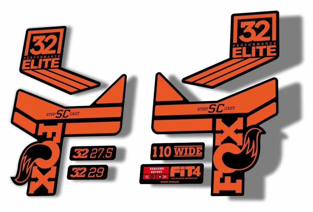 FOX 32 Step Cast SC EP Fork Suspension Factory Decals Stickers Adhesive Orange - 1