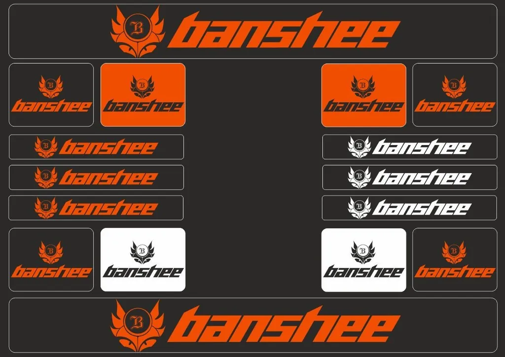 Bicycle Vinyl Frame Stickers Custom Compatible with BANSHEE Orange - 1