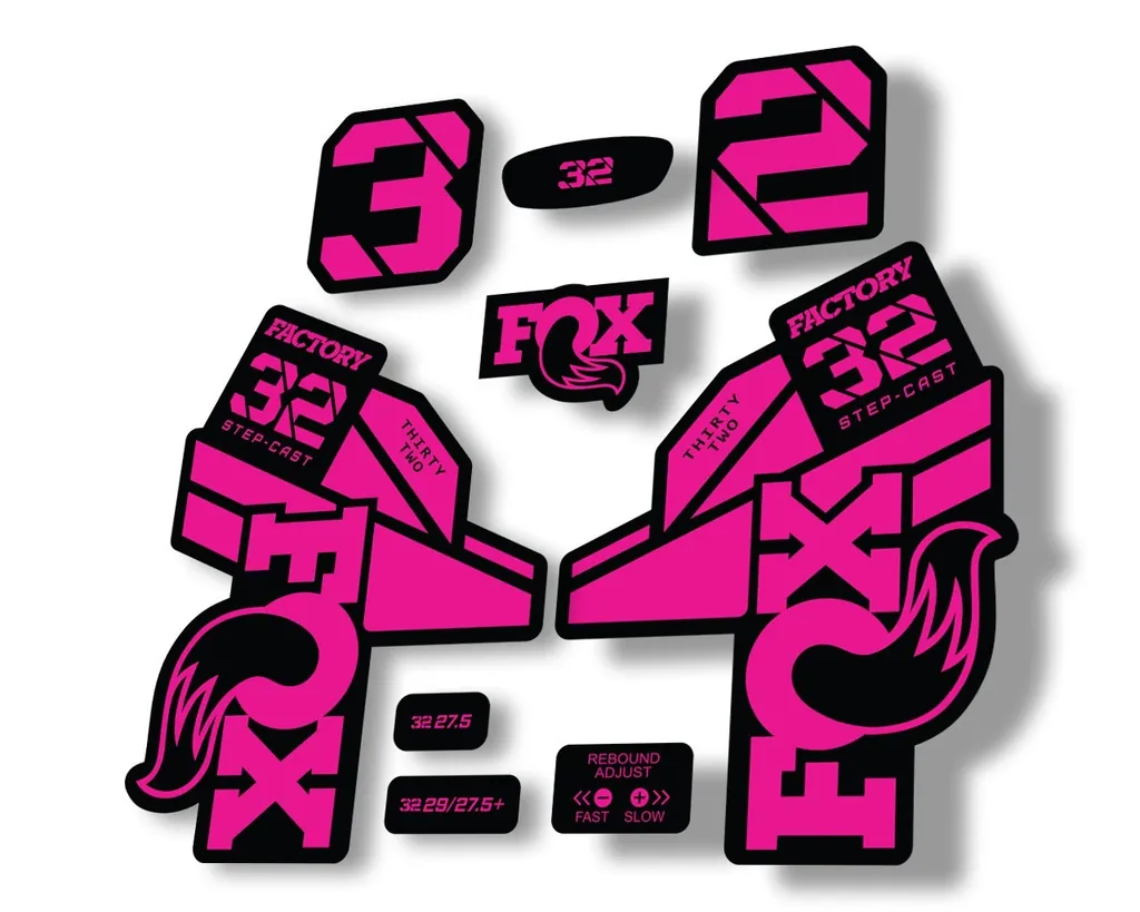 FOX 32 Step Cast 2021 Factory Fork Decals Suspension Sticker Pink - 1