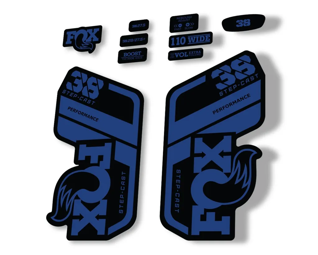FOX 38 Step Cast SC 2021 Performance Fork Decals Suspension Sticker Dark Blue - 1