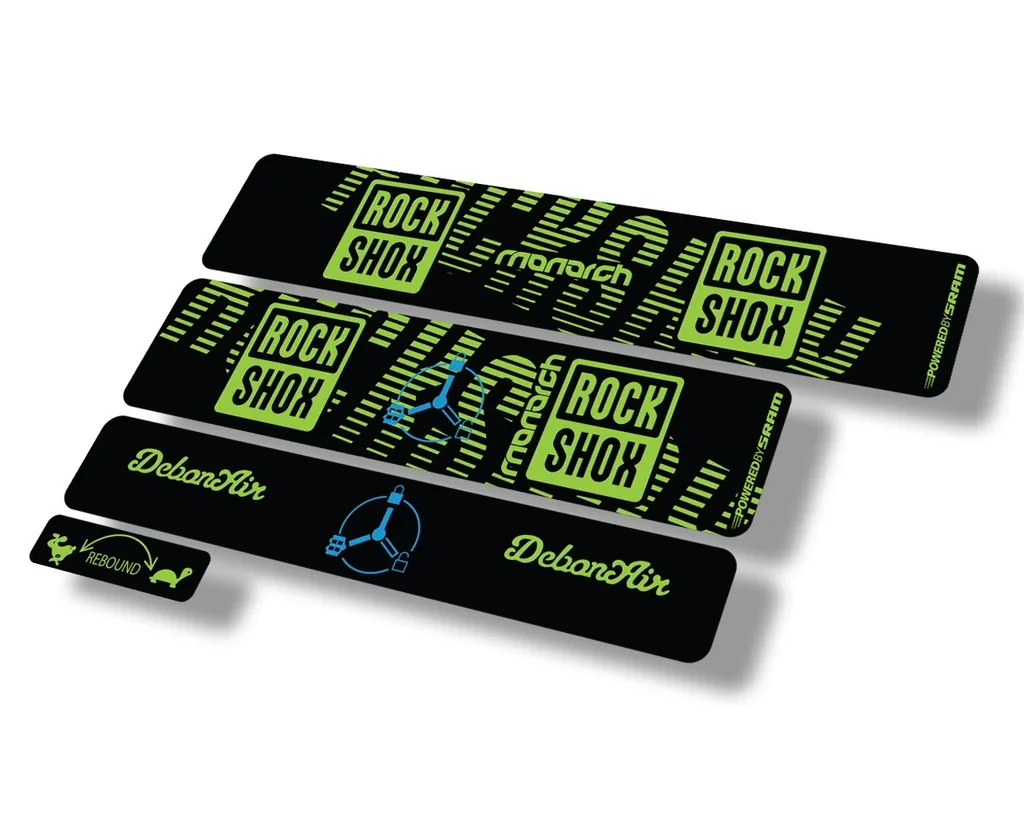 Rock Shox MONARCH 2020 RT3 Rear Shock Decal Sticker Adhesive Set Green - 1
