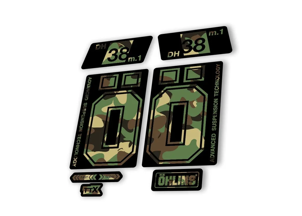 Ohlins DH38 M.1 2022 Fork Decal Mountain Bike Cycling Sticker Adhesive Camo - 1