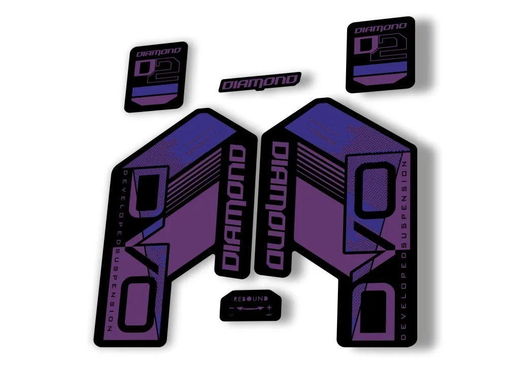 DVO Diamond D2 2020 Fork Suspension Sticker Decal Kit Adhesive Purple - 1