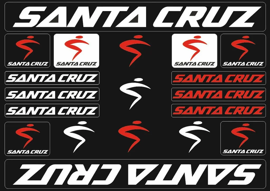 Bicycle Vinyl Stickers – Compatible with Santa Cruz Bikes – White Red - 1