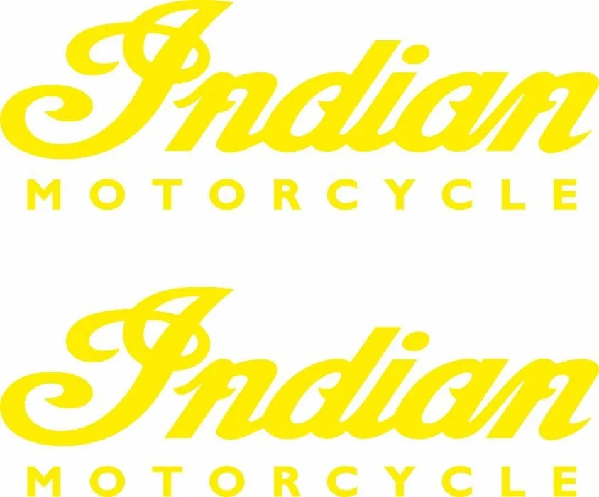 INDIAN MOTORCYLES Vinyl Sticker Decal Adhesive Set 8.4" x 2.9" Yellow 2 Pcs - 1