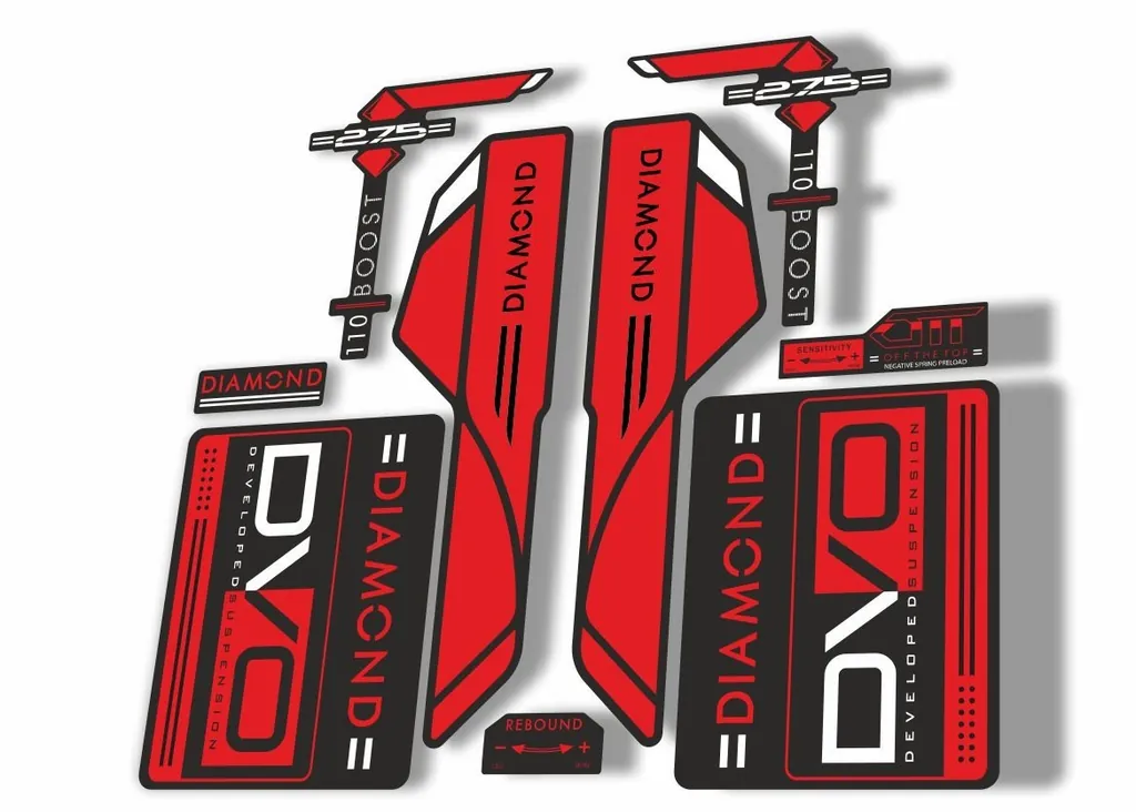DVO 2017 Diamond Boost 27.5 Fork Suspension Sticker Decal Adhesive Red - 1