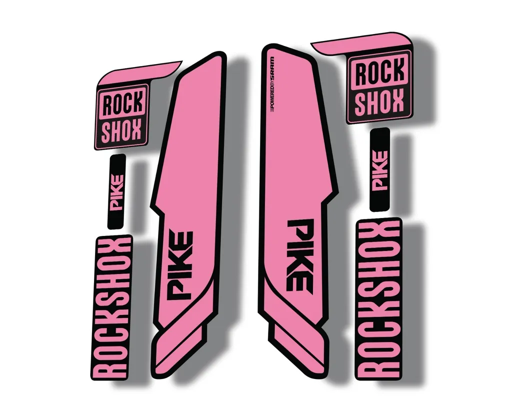 Rock Shox PIKE 2014 Mountain Bike Cycling Decal Kit Sticker Adhesive Light Pink - 1