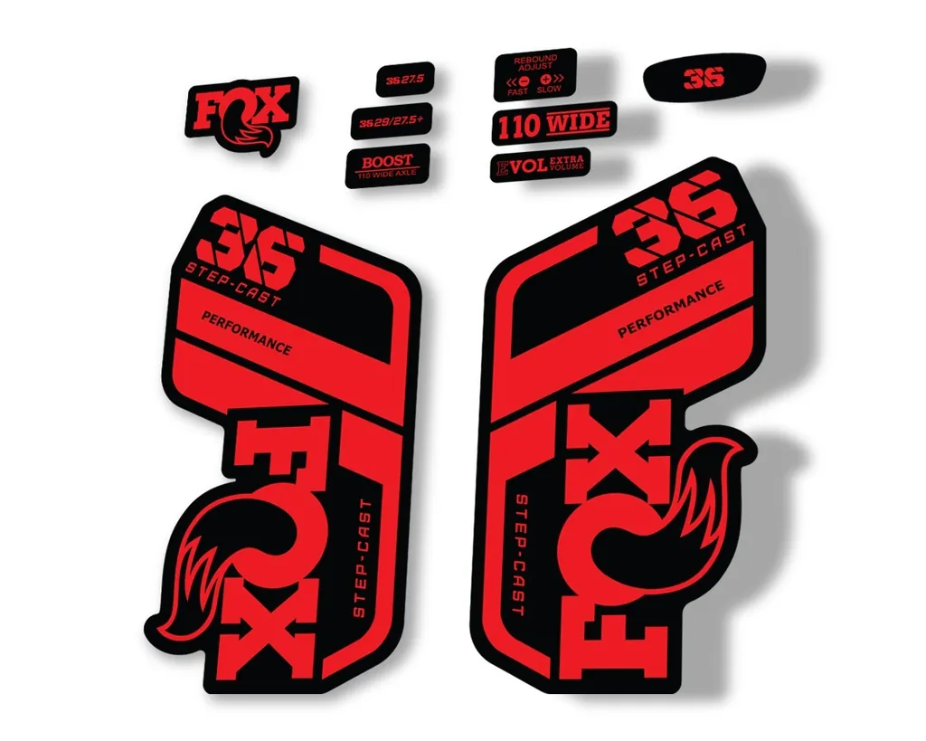 FOX 36 Step Cast SC 2021 Performance Fork Decals Suspension Sticker Red - 1