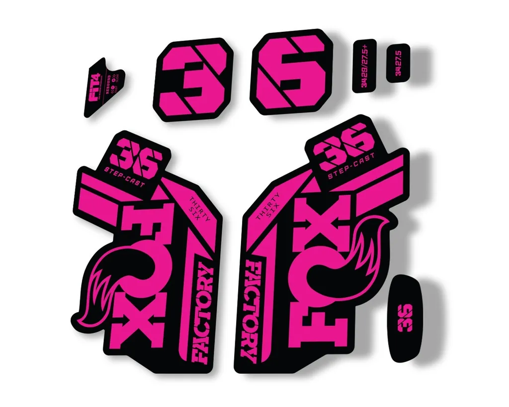 FOX 36 Step Cast SC 2021 Factory Fork Decals Suspension Sticker Adhesive Pink - 1
