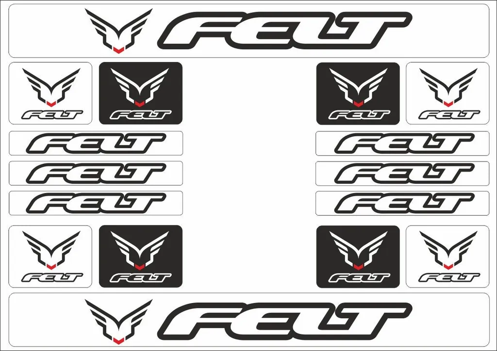 Bicycle Vinyl Frame Stickers – Compatible with FELT Bikes – Black 16 Pcs - 1