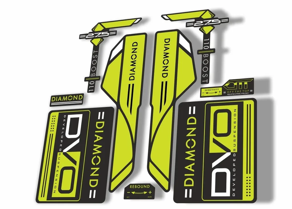 DVO 2017 Diamond Boost 27.5 Fork Suspension Sticker Decal Adhesive Lime Green - 1