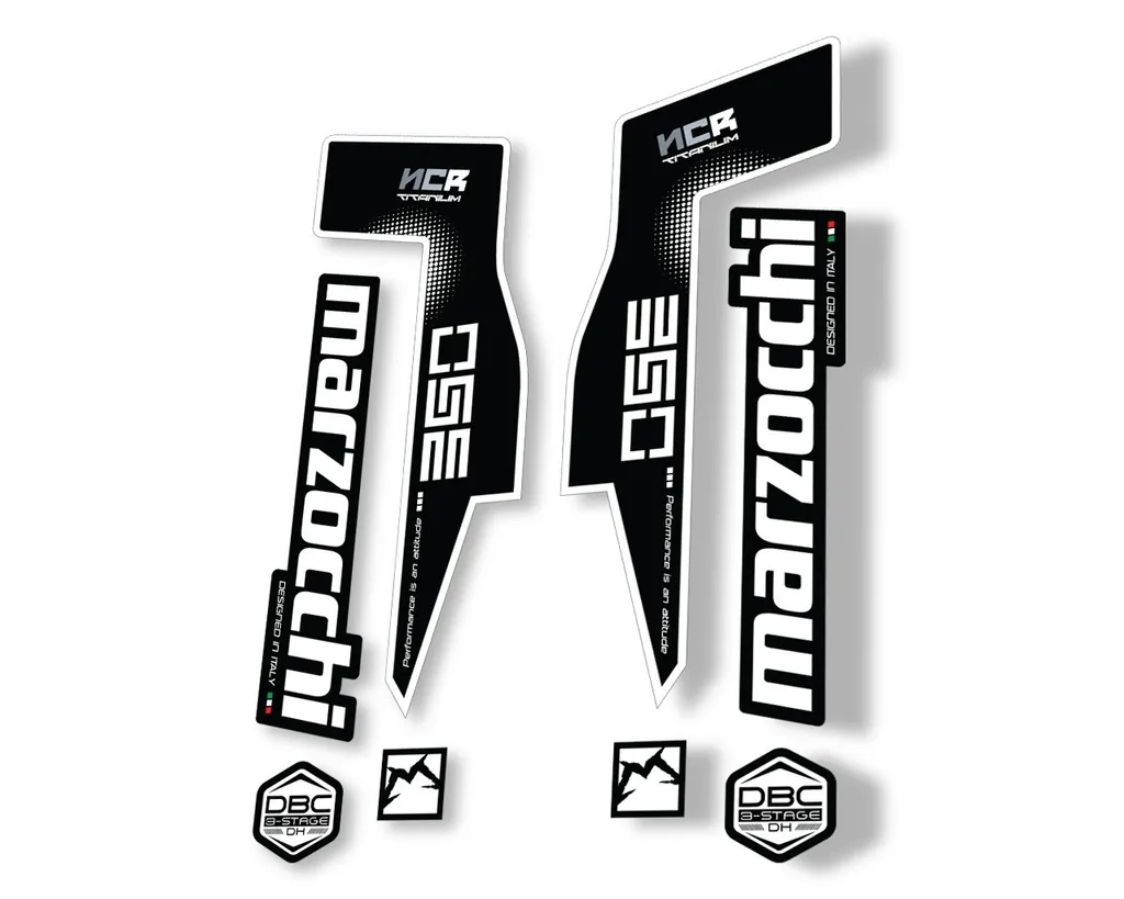 Marzocchi 350 NCR Titanium Fork Suspension Sticker Decal Adhesive Kit White - 1