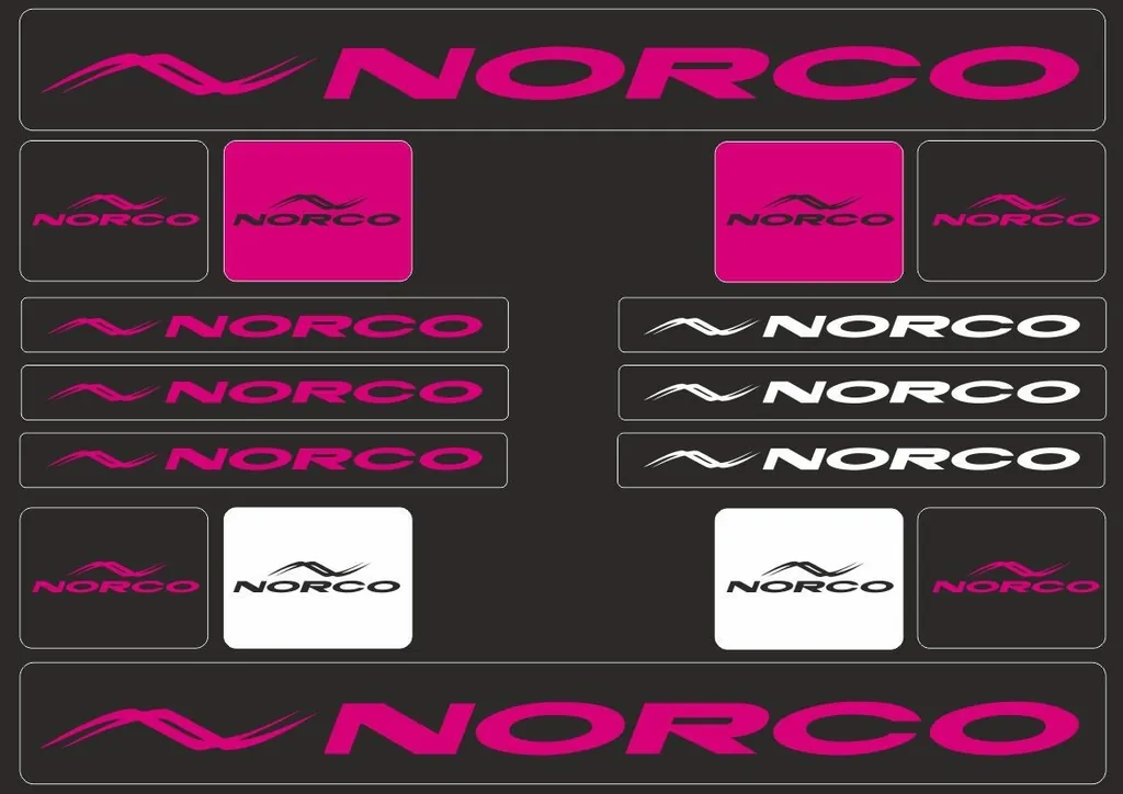 Bicycle Vinyl Stickers – Compatible with NORCO Mountain Bikes – Pink - 1