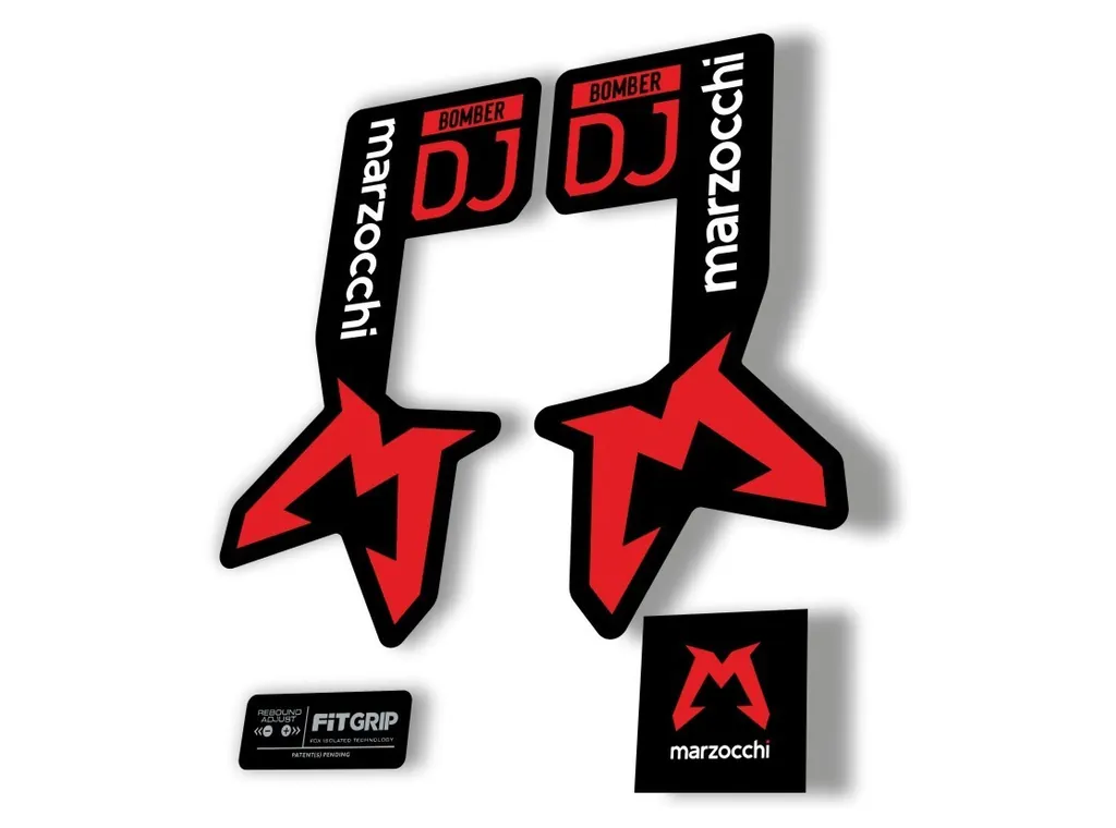 Marzocchi Bomber DJ 2025 Fork Suspension Sticker Decal Kit Adhesive Red White - 1