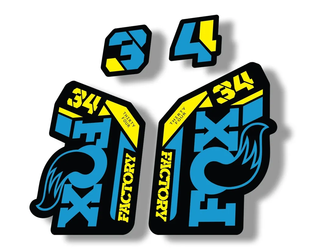 FOX 34 2021 Factory Forks Suspension Decal Sticker Blue Yellow - 1