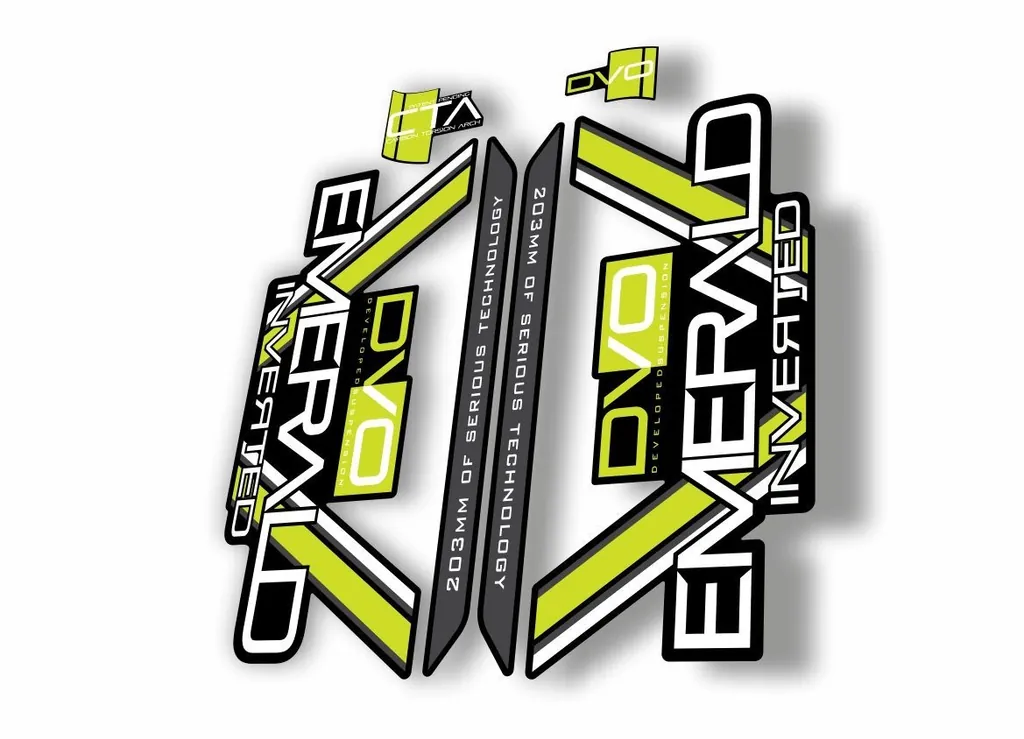 DVO 2016 EMERALD 27.5 - 29 Fork Suspension Sticker Decal Kit Adhesive Lime Green - 1