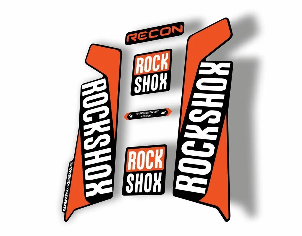 Rock Shox RECON 2016-17 Mountain Bike Cycling Decal Kit Sticker Adhesive Orange - 1