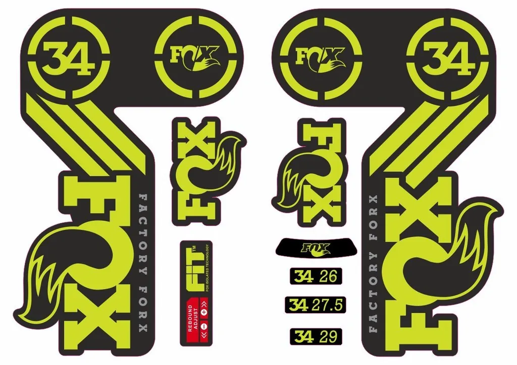 FOX 34 Heritage 2015 Fork Suspension Factory Decal Sticker Adhesive Lime Green - 1