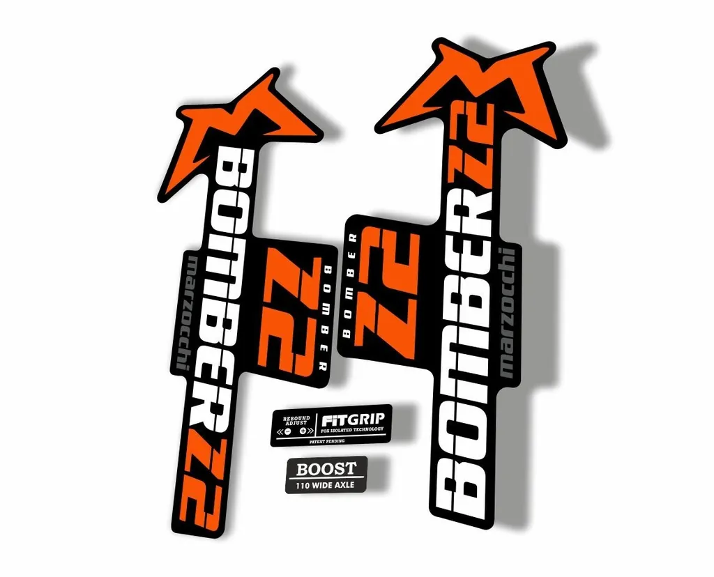 Marzocchi Bomber Z2 2020 Fork Suspension Sticker Decal Kit Adhesive Orange White - 1