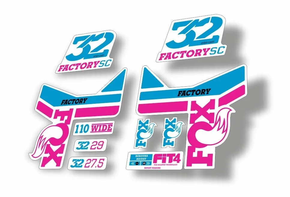 FOX 32 Step Cast SC Fork Suspension Factory Decal Stickers Adhesive Pink Blue - 1